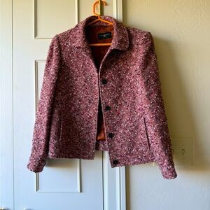 Vintage Luciano Barbera Red Alpaca-Wool Blend Boucle Jacket - Size 40EU